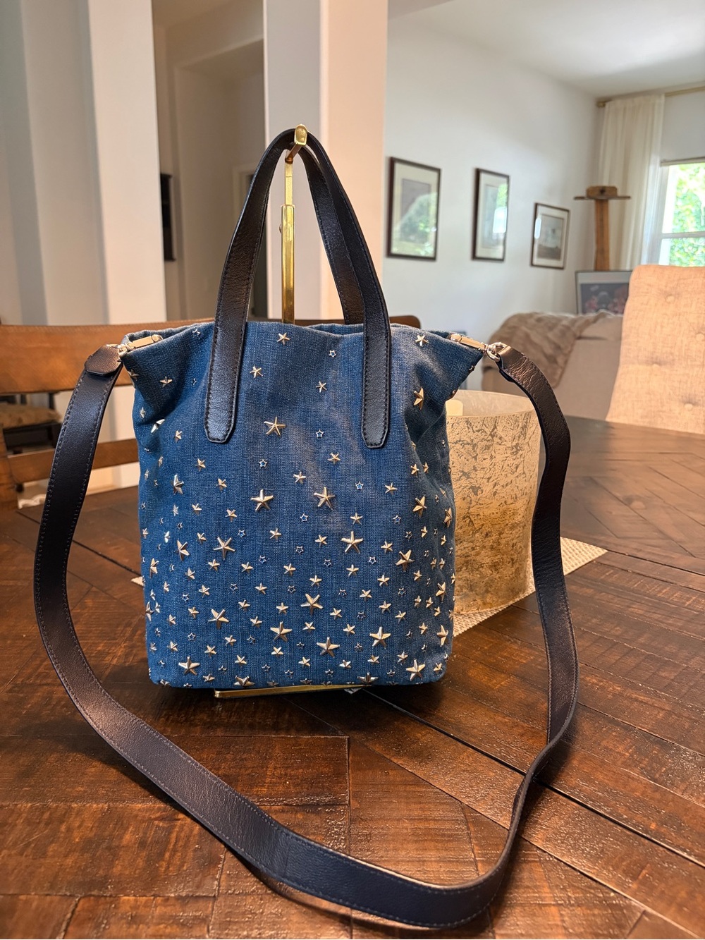 Jimmy Choo Denim Star-Studded Crossbody Bag - Blue